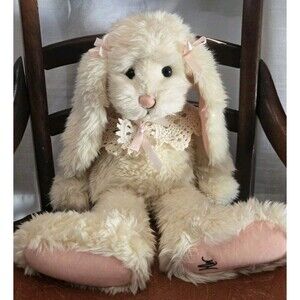 GANZ Cottage Collectibles Camille White/Pink Plush Bunny Rabbit (1996)